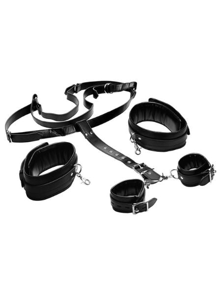 STRICT THIGH SLING WITH WRIST CUFFS - BLACK
