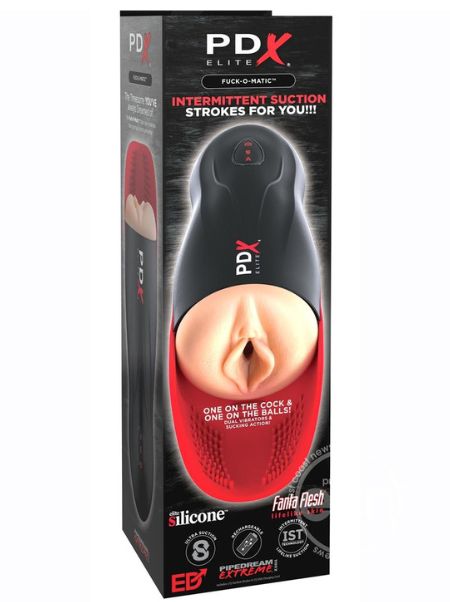 FUCK-O-MATIC STROKER RECHARGEABLE MASTURBATOR-PUSSY - BLACK/VANILLA