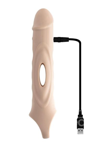 EXTENDER RECHARGEABLE SILICONE PENIS EXTENSION WITH REMOTE - VANILLA