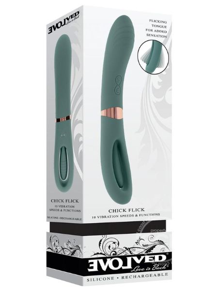 CHICK FLICK RECHARGEABLE SILICOE DUAL VIBRATOR - GREEN