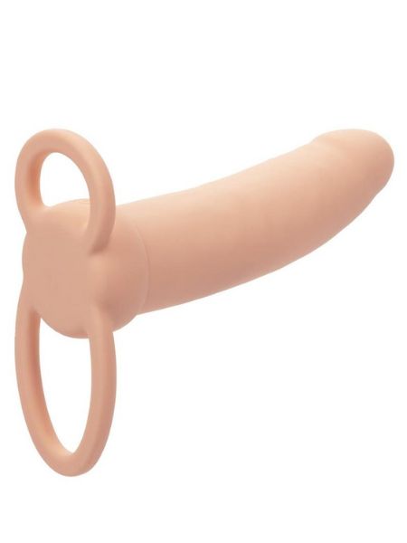 RECHARGEABLE SILICONE THICK DUAL PENETRATION EXTENDER - VANILLA