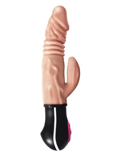 NATURAL REALSKIN HOT COCK ROTATING THRUSTER RECHARGEABLE WARMING RABBIT VIBRATOR