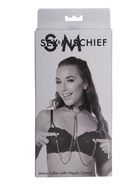 SEX & MISCHIEF AMOR COLLAR W/ NIPPLE JEWELRY