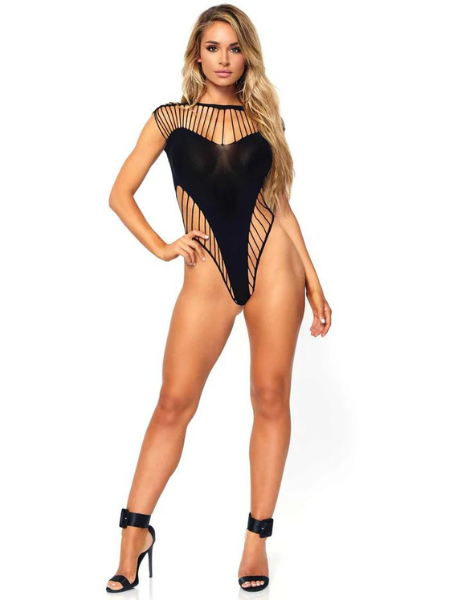 SHREDDED CUT OUT TEDDY WITH SNAP CROTCH