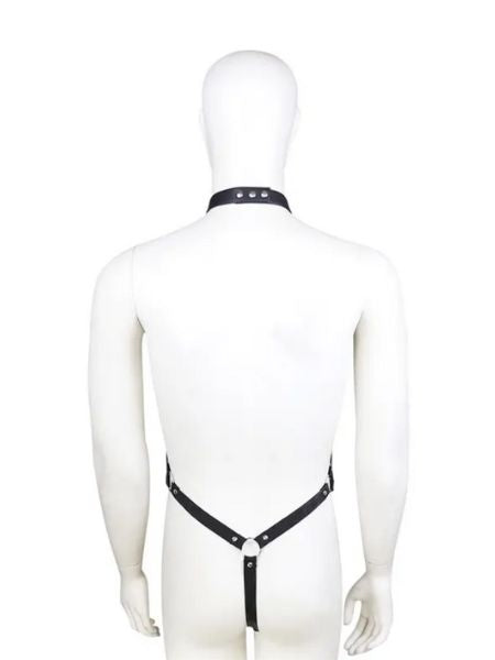 MALE BONDAGE HARNESS CHASTITY BELT PANTS AND LEATHER RESTRAINS