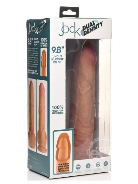 DUAL DENSITY "UNCUT" DILDO WITH BALLS 9.8 INCH
