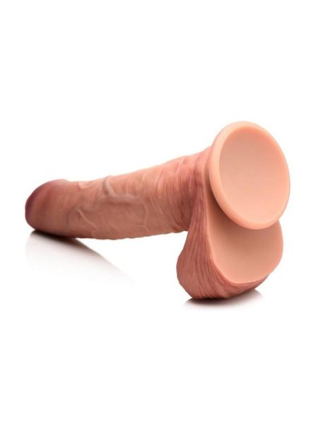DUAL DENSITY "UNCUT" DILDO WITH BALLS 9.8 INCH