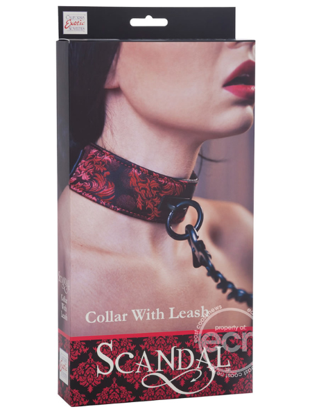 SCANDAL COLLAR WITH LEASH - RED/BLACK