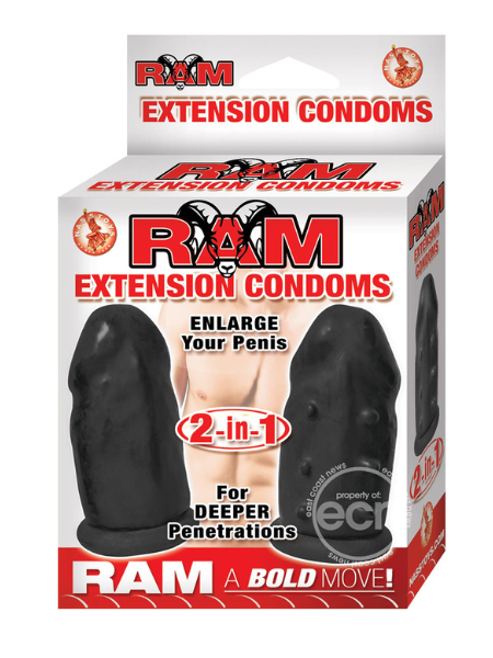 RAM EXTENSION CONDOMS LATEX EXTENDER SLEEVES (2 PER BOX)
