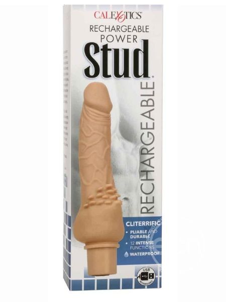 RECHARGEABLE POWER STUD CLITERRIFIC SILICONE VIBRATING DILDO