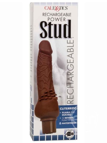 RECHARGEABLE POWER STUD CLITERRIFIC SILICONE VIBRATING DILDO