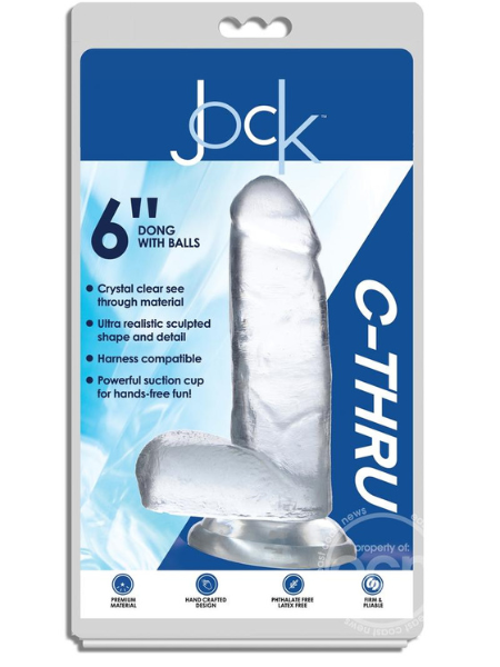 JOCK C-THRU REALISTIC DONG WITH BALLS 6IN - CLEAR