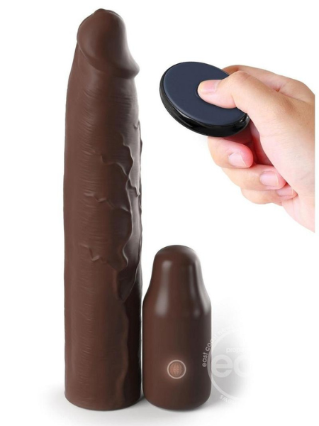 FANTASY X-TENSIONS ELITE SILICONE VIBRATING 9IN SLEEVE WITH 3IN PLUG AND REMOTE