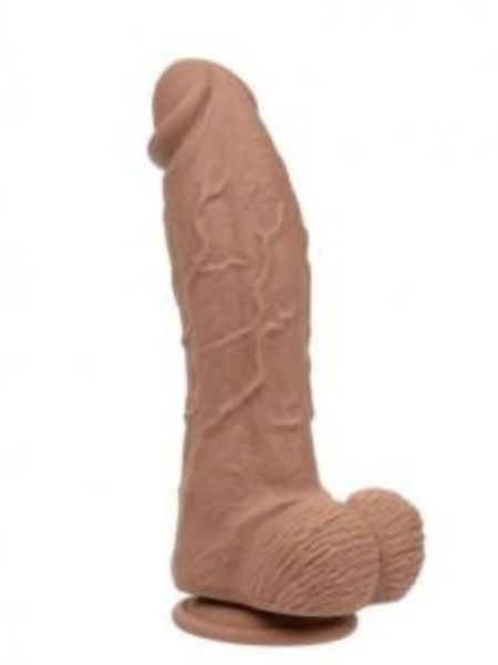 STUDS RECHARGEABLE VIBRATING 9.5 SUCTION CUP DILDO ENERGY BROWN"