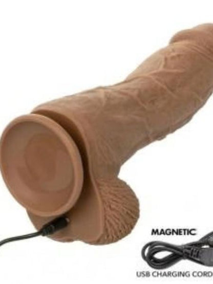 STUDS RECHARGEABLE VIBRATING 9.5 SUCTION CUP DILDO ENERGY BROWN"