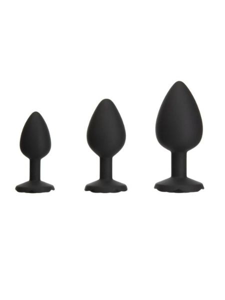 SILICONE BUTT PLUG SET ( 3 PIECE ) - BLACK