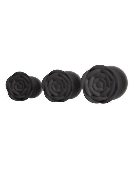 SILICONE BUTT PLUG SET ( 3 PIECE ) - BLACK