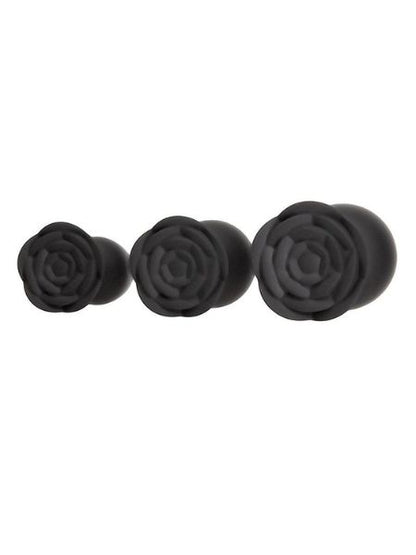 SILICONE BUTT PLUG SET ( 3 PIECE ) - BLACK