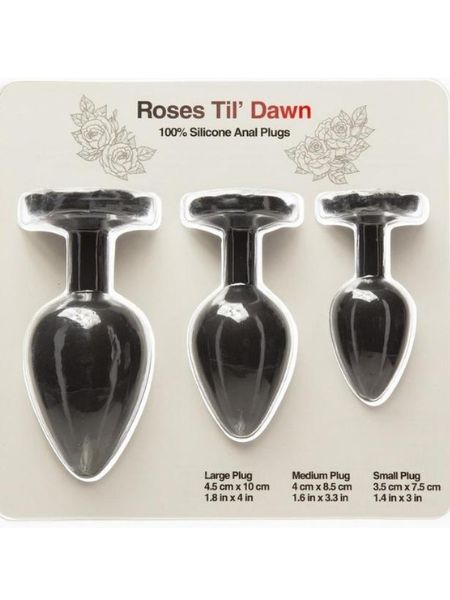 SILICONE BUTT PLUG SET ( 3 PIECE ) - BLACK