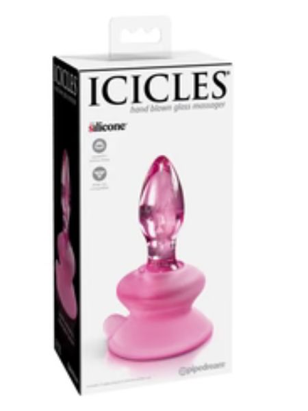 GLASS SILICONE ANAL SUCTION CUP - PINK 3.5"