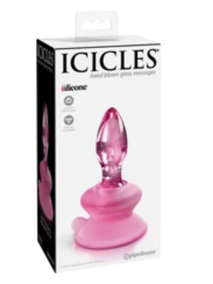 GLASS SILICONE ANAL SUCTION CUP - PINK 3.5"