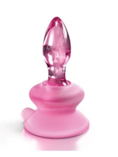 GLASS SILICONE ANAL SUCTION CUP - PINK 3.5"