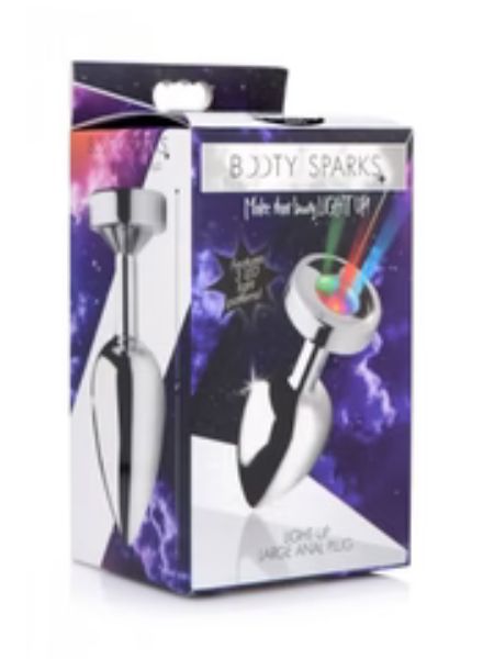 LIGHT UP MEDIUM ANAL PLUG - SILVER