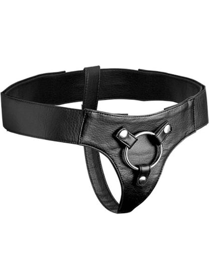 STRAP U DOMINA ADJUSTABLE WIDE BAND STRAP ON HARNESS - BLACK