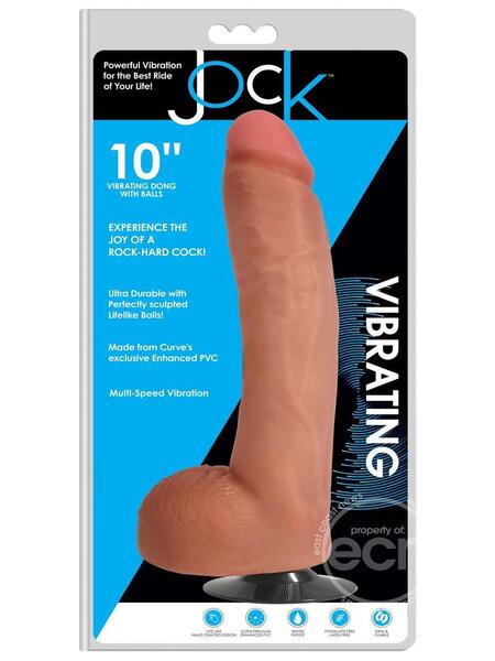 JOCK VIBRATING DILDO WITH BALLS 10 INCH