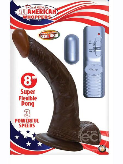 CURVE VIBRATING DILDO WITH BALLS & BULLET - 8 INCH