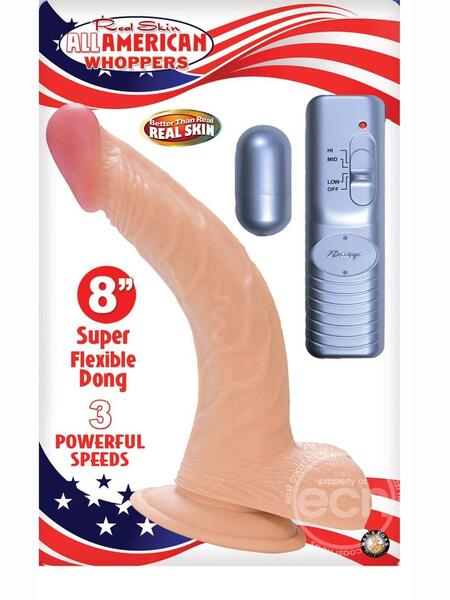 CURVE VIBRATING DILDO WITH BALLS & BULLET - 8 INCH