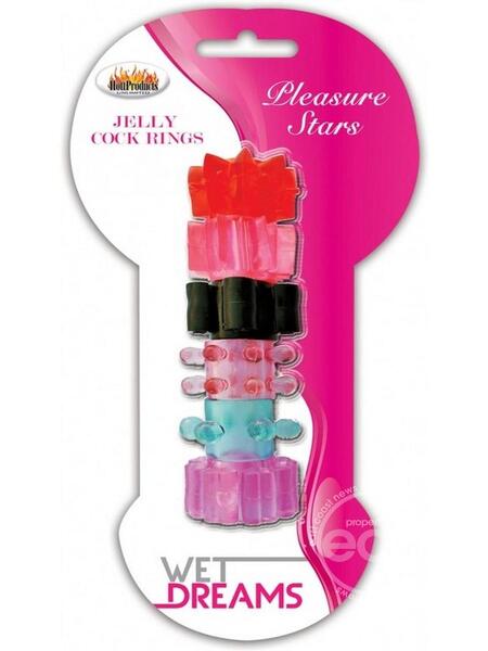 PLEASURE STARS JELLY COCK RINGS  ( 6 PACK )