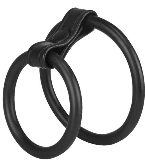 THE MACHO SILICONE DUO COCK & BALL RING – BLACK