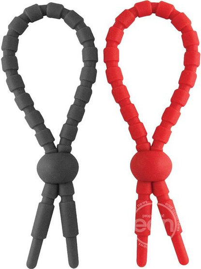 RAM ULTRA CLINCHERS SILICONE COCK RINGS ( 2 SET ) BLACK/RED