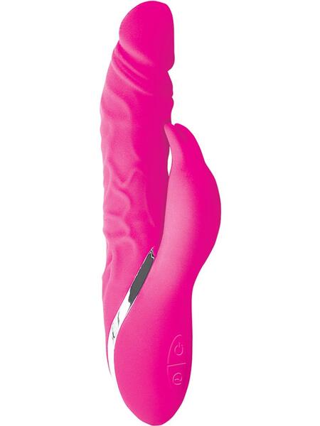 SURENDA RABBIT LOVER & DILDO RECHARGEABLE SILICONE VIBRATOR - PINK