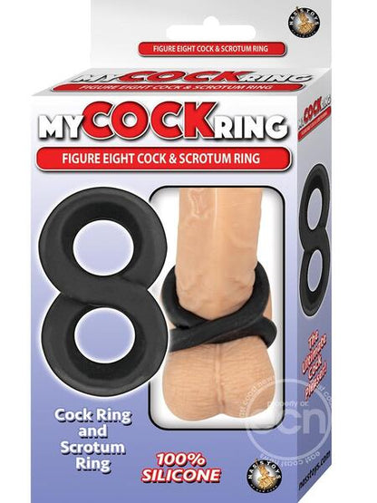 DOUBLE RING SILICONE COCK & SCROTUM RING - BLACK