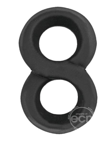 DOUBLE RING SILICONE COCK & SCROTUM RING - BLACK