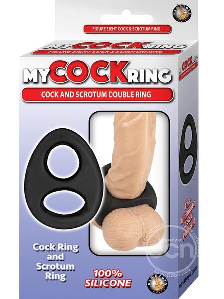 DOUBLE RING SILICONE COCK & SCROTUM RING - BLACK