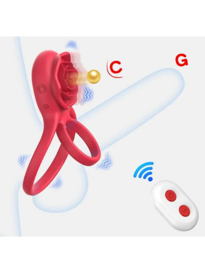 ROSE PENIS REMOTE RING VIBRATOR FOR COUPLE
