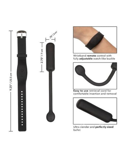 BULLET VIBRATOR WITH WRISTBAND REMOTE CONTROL - BLACK