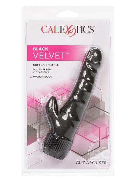 BLACK VELVET CLIT AROUSER REALISTIC VIBRATOR - BLACK