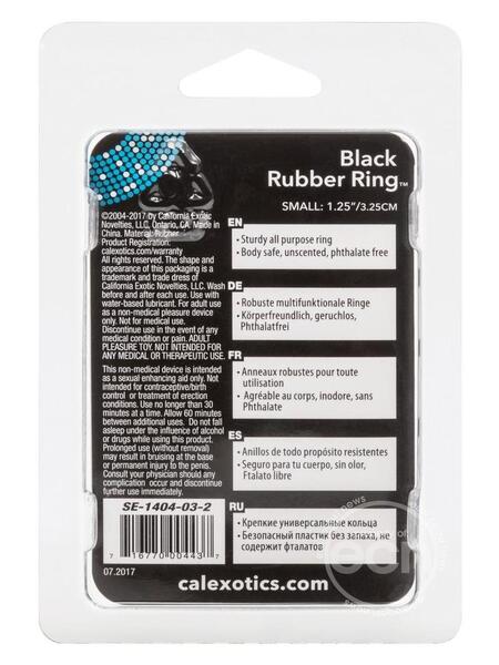 BLACK RUBBER COCK RINGS - SMALL