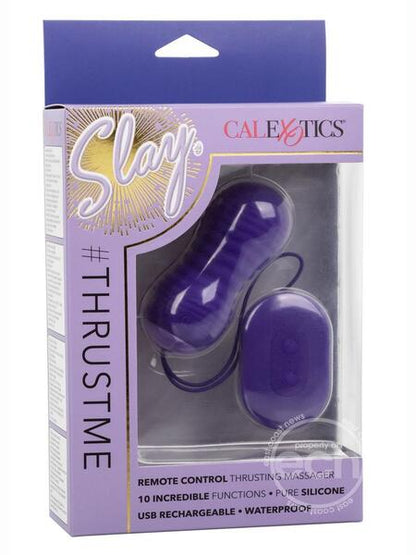 SILICONE RECHARGEABLE THRUSTING ROTATING VIBRATOR WITH REMOTE - PURPLE