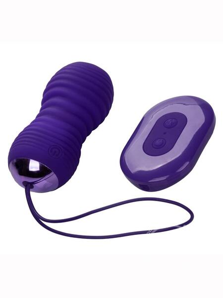 SILICONE RECHARGEABLE THRUSTING ROTATING VIBRATOR WITH REMOTE - PURPLE