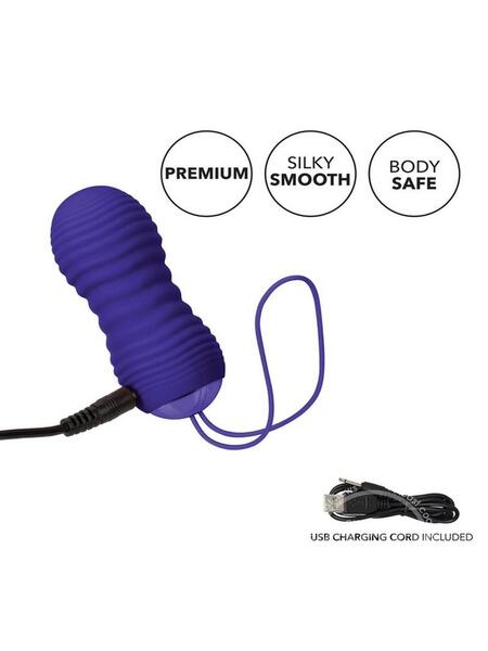 SILICONE RECHARGEABLE THRUSTING ROTATING VIBRATOR WITH REMOTE - PURPLE