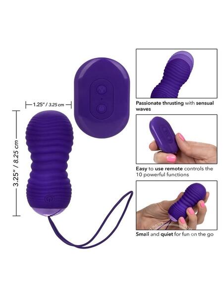 SILICONE RECHARGEABLE THRUSTING ROTATING VIBRATOR WITH REMOTE - PURPLE