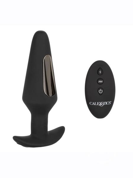 ELECTRO FLARE - RECHARGEABLE SILICONE PROBE WITH REMOTE CONTROL BUTTPLUG-BLACK