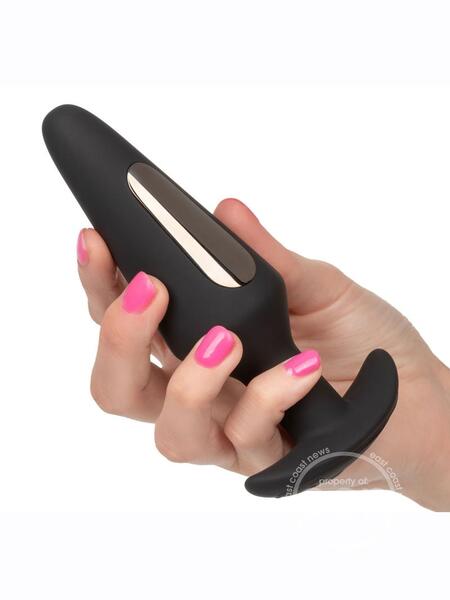 ELECTRO FLARE - RECHARGEABLE SILICONE PROBE WITH REMOTE CONTROL BUTTPLUG-BLACK