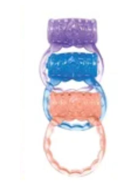 THREE RING SET VIBRATING COCK RING - ASSORTED COLOR