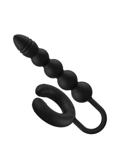 DUAL EXCITER SILICONE RECHARGEABLE ANAL STIMULATOR - BLACK